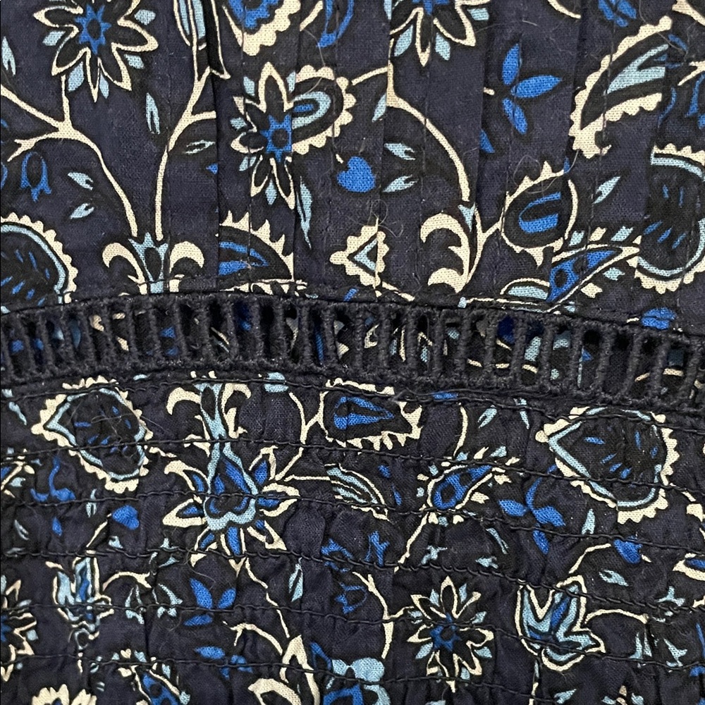 LOFT Dark Blue Floral Patterned Long Sleeve Blouse | Large NWT - Picture 4 of 14